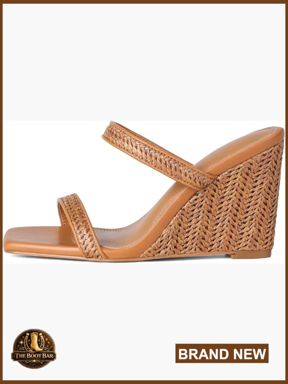 Wedge Sandals Women Square Toe Chunky Heel Espadrilles Slip On Slides Summer